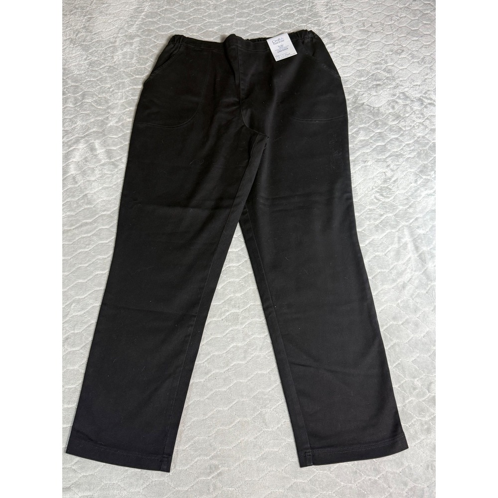 Croft & Barrow Classic Pull On Pants Black Straight Leg Mid Rise XL Regular NWT